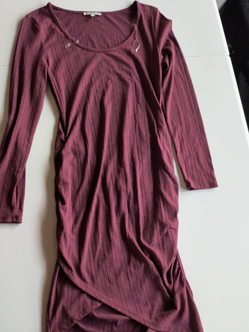 Charlotte Russe Ribbed Midi Dress - Burgundy